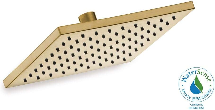 Glacier Bay Modern 1-Spray 8 in. Square Raincan Fixed Showerhead in Matte Gold