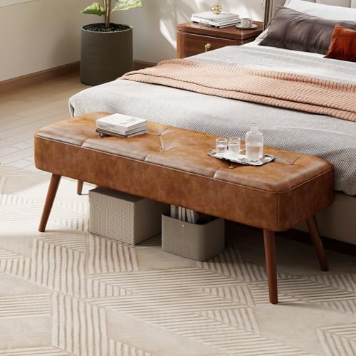 Ckaff Sitzbank Flur Schlafzimmerbank 113.5cm, Esszimmerbank, Bettbank Flurbank, Fußbank, Schminkbank Schuhbank mit Holzbeine aus PU-Kunstleder für...