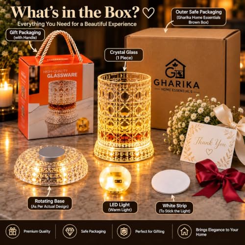 Image of Crystal Pattern LED Spinning Whiskey Glass (Pack of 2)