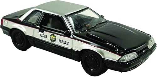 Miniatura 1 de Modelo de automóvil fundido a presión 164 para Ford Mustang SSP Police negro y plateado North Carolina HWY Patrol Trooper Greenlight para Acme 51495