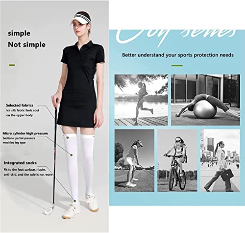 Image of Golf Sun Protection Socks UPF50+ Overknee Stocking Ice Silk Breathable Cool Socks for Women School Outdoor Sports
