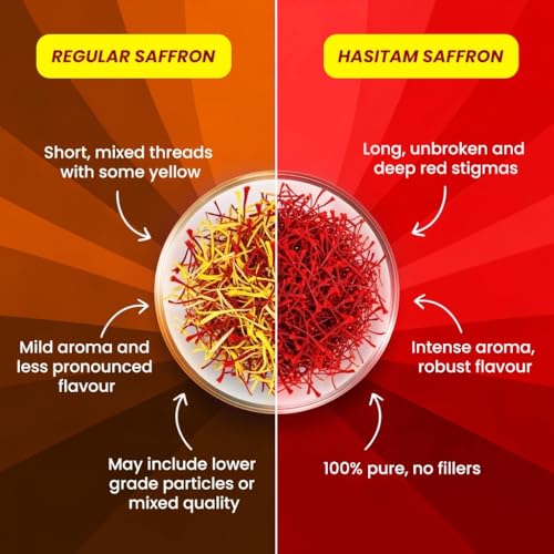 Image of Hasitam (5gm) Pure Original Kashmiri Saffron /Kesar /Kumkuma Puvvu | Certified highest Grade A++++ | Ideal for Cooking, Desserts, Milk, Sweets & Skincare