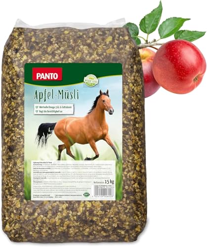 PANTO Pferdefutter Apfelmüsli mit Wisan-Lein 15kg – verdauungsförderndes Pferdemüsli mit Äpfeln und wertvollen Omega-3 & Omega-6 Fettsäuren
