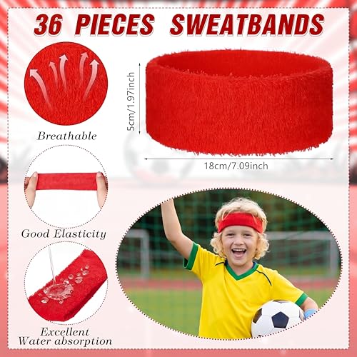Image of Libima Kids Sweatbands Bulk Boys Headband for Sports Kids Cotton Terry Youth Sweatbands Elastic Sports Headbands Wicking Athletic Bands for Team Activity