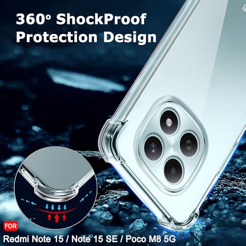 Image of TheGiftKart Crystal Clear Back Cover Case for Mi Redmi Note 15 5G / Poco M8 5G | Shockproof Soft TPU Case | Cushioned Edges for Ultimate Protection Back Cover Case (TPU, Transparent)