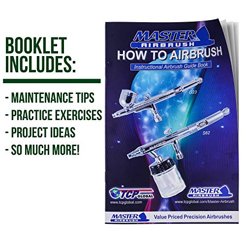 Master Airbrush Multi-Purpose Air Brush Kit with Mini Air Compressor, Gravity Feed Airbrush & Guide Book - Portable Airbrush Kit with Compressor for Nail Art, Miniature Painting Model Cars & Crafts - Image 5