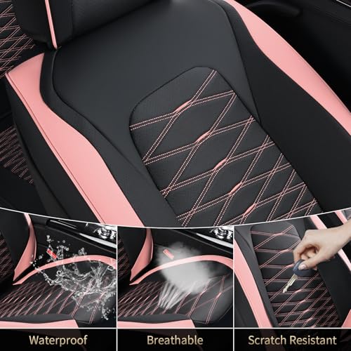 Image of Car Seat Covers Front Seat, Leather Seat Covers for Cars, Waterproof Car Seat Protector Breathable, Front Seat Covers for Cars, Automotive Seat Covers Universal Fit for Most Cars SUV Truck