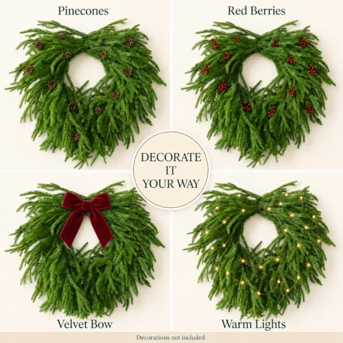 24 Inch Heart Shaped Norfolk Pine Wreath with 15 Inch Black Hanger - image 7