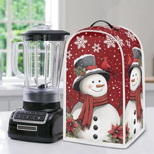 Image of Talayituse Cardinal Snowman Print Blender Dust Cover, Fingerprint Protection Cover for Stand Mixer or Coffee Machine, Home Kitchen Appliance Covers for Stain Dust Resistant Supplies Christmas Decor