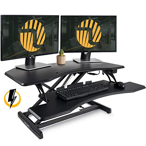 Electric Corner Standing Desk Converter – FEZIBO 37" Black Cubicles Corner Height Adjustable