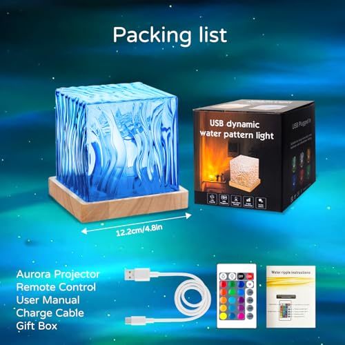 Image of Northern Lights Projector Rechargeable,4.5 inch Aurora Light Projector Ocean Lamp Mood Ambient Lighting with 16 Colors and Aurora Drift Effects for Room Decor Teen Girl Gifts Classroom - Cordless