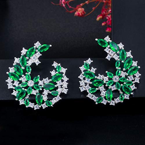 Boucles d'oreilles femme cristal topaze jaune fleur feuille