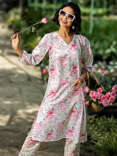 Image of Libas Womens Printed Cotton Blend Co ord Set for Women | daily wear | casual wear | office wear