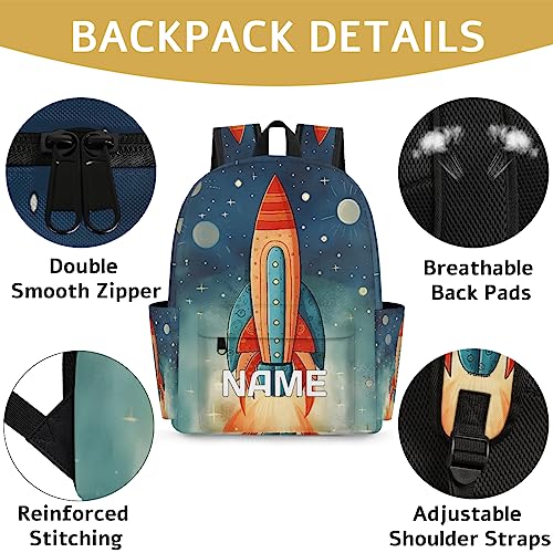 Space Rocket Customized Kids Backpack for Boys Girls Galaxy Planet Personalized Preschool Toddler Backpack Kindergarten Nursery Bookbag Travel Children School Bag2