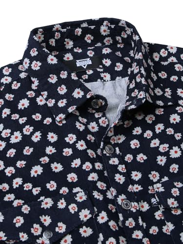 Image of Thomas Scott Men Slim Fit Pure Cotton Corduroy Floral Printed Semi-Formal Shirt
