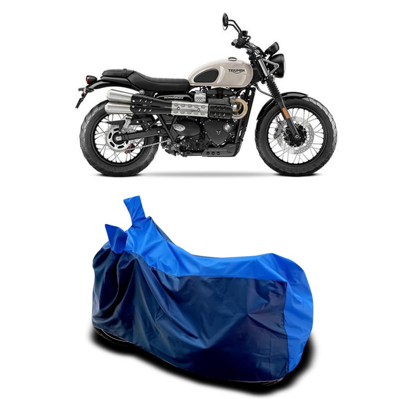 Image of DUFFEL-Two Wheeler Bike Body Cover Compatible for Triumph Street Scrambler Heat Protectio /UV-Rays /Birds Dropping /DustProof /Waterproof All Variants [Nevay Blue]