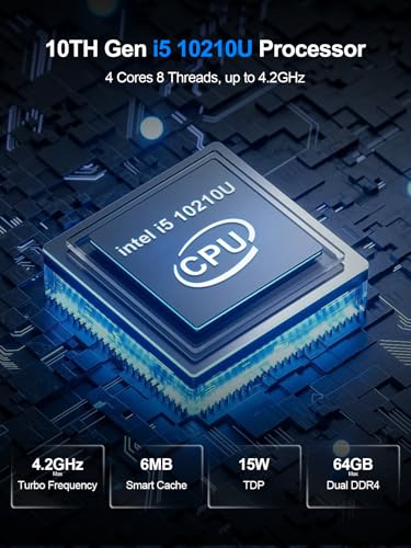 Image of HYSTOU Mini - PC Fanlesss Computer: I5 10210U 16GB Ram DDR4 512GB SSD Industrial Mini PC
