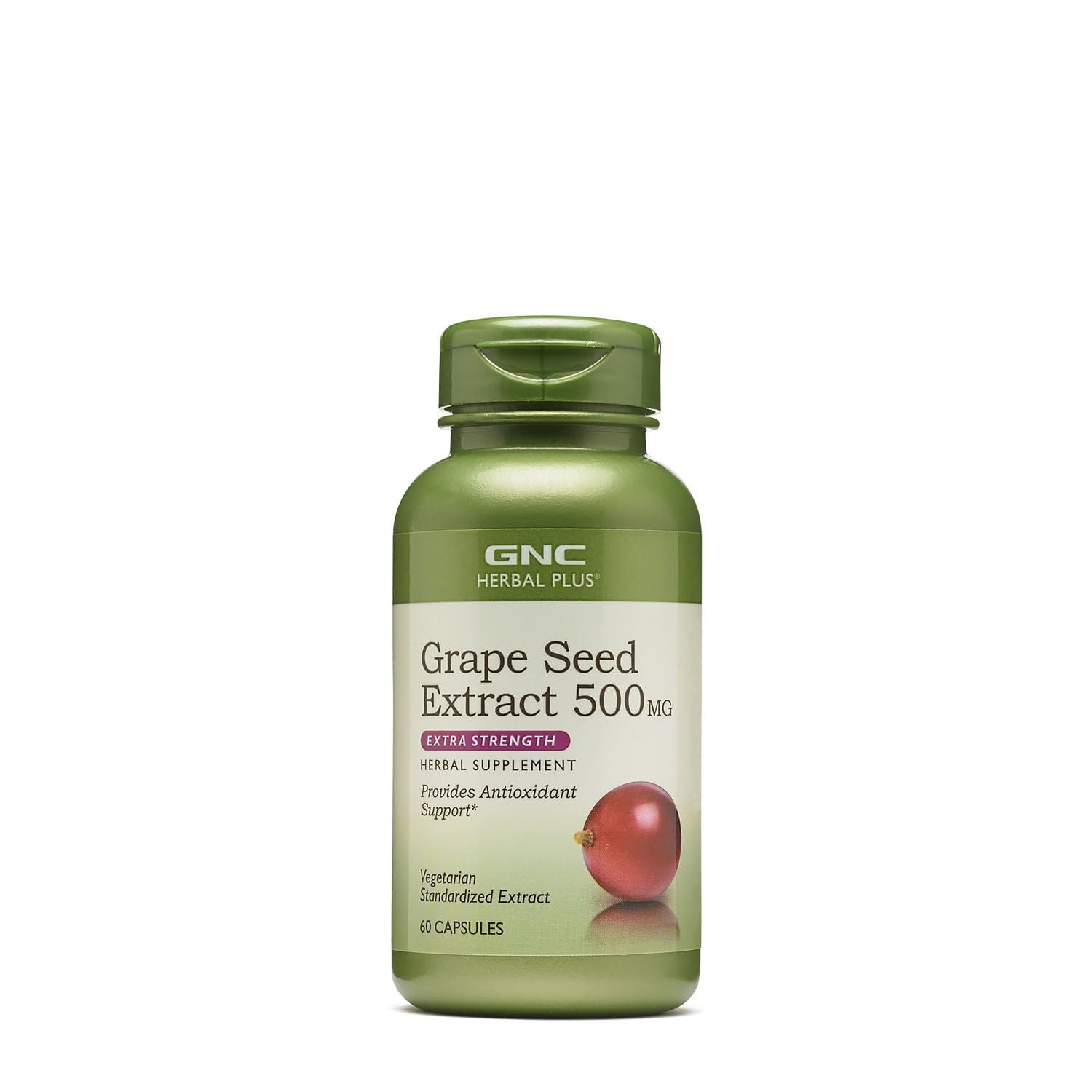 GNC Herbal Plus Grape Seed Extract 500mg Supplement, Extra Strength, Vegetarian, 60 Servings