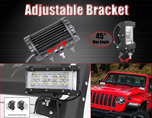 Side Shooter LED Pod Lights, Muto-Beam 2PCS 5Inch Quad Row Light Bars LED Fog Lights Off Road Driving Lighting Spot Flood Combo Light Work Lights for Truck UTV ATV SUV Boat Tractor