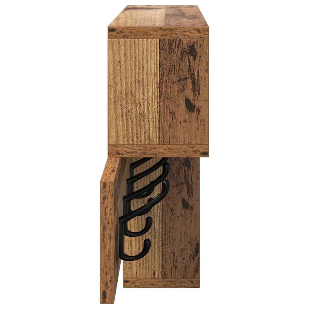 Porte-Manteau Mural avec Étagère Bois Ancien 100x12x43,5 cm