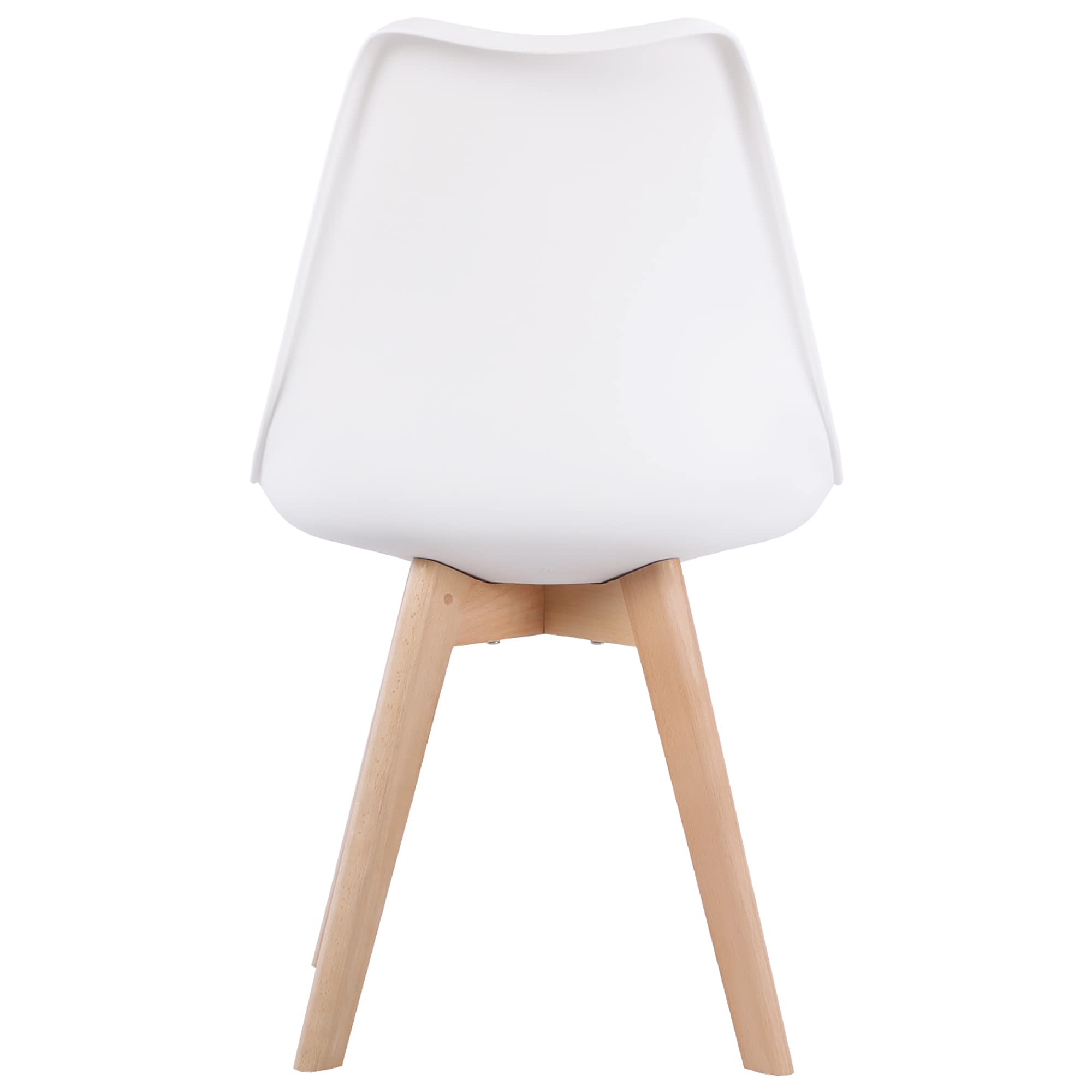 EGGREE Set di 4 Pranzo Ufficio Sedia con Gambe in Faggio Massiccio Sedie Senza Braccia Imbottita di Design per il Massimo Comfort Bianco