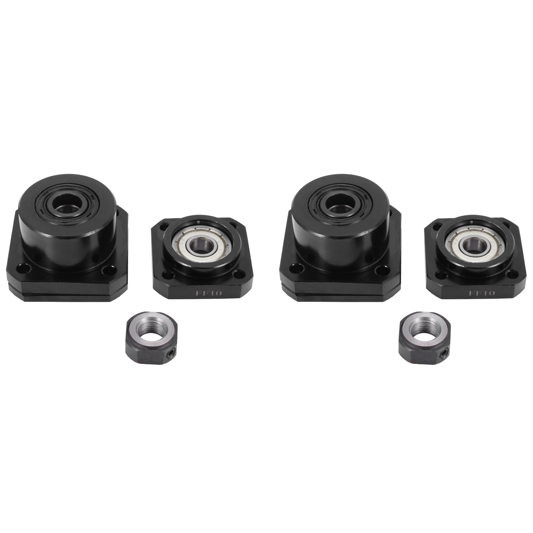 Jnchdghwa Black 2 Pcs Fk10 Fixed Side +2 Pcs Ff10 Floated Side For Sfu1204 Ballscrew Ball 1204 Fk/Ff10 End Support