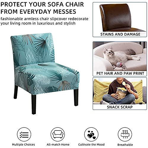Image of Eco-Ancheng Armless Chair Slipcover Removable Armless Accent Chairs Covers Washable Armless Slipper Chair Slipcover Printed Armless Chair Furniture Protector Covers for Living Dining Room Hotel