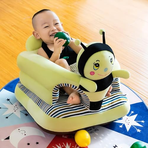 Image of Baby Support Seat, Cute Baby Sofa Chair for Sitting Up, Comfy Plush Infant Seats (Honeybee,W17.5 x H17.5) | Plush Baby Floor Seat for 3-24 Months, Infant Sit Me Up Support Chair with PP Cotton Filling, Comfy Plush Infant Seats