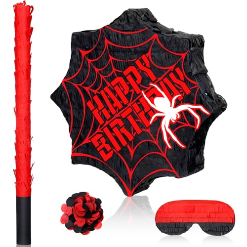 Libima Spider Piñata for Birthday Party Favors Scary Spider Birthday Party Piñata Decoration with Blindfold Stick Confetti for Kids Boys(Novel)