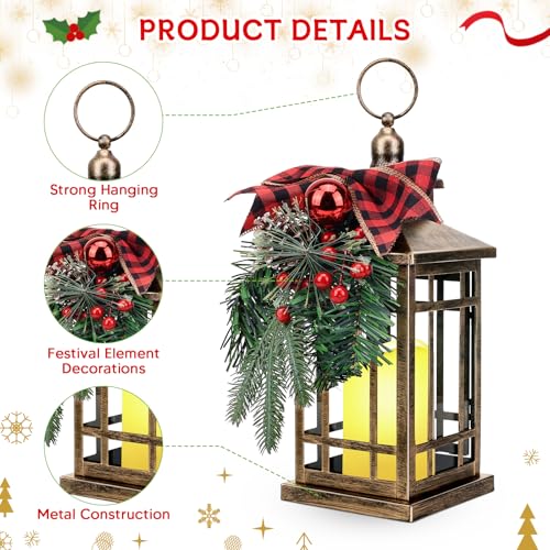 Lanterne décorative de Noël avec bougie LED vacillante sans flamme - 3