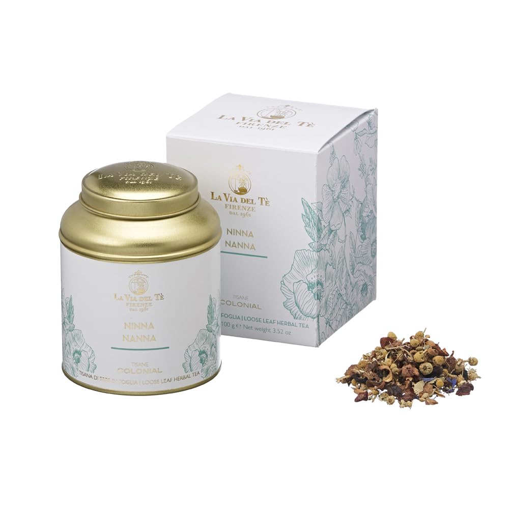 La Via del Tè - Tisana rilassante Ninna Nanna - lattina da 100 gr - rilassante, con camomilla al profumo di fragolina - senza caffeina