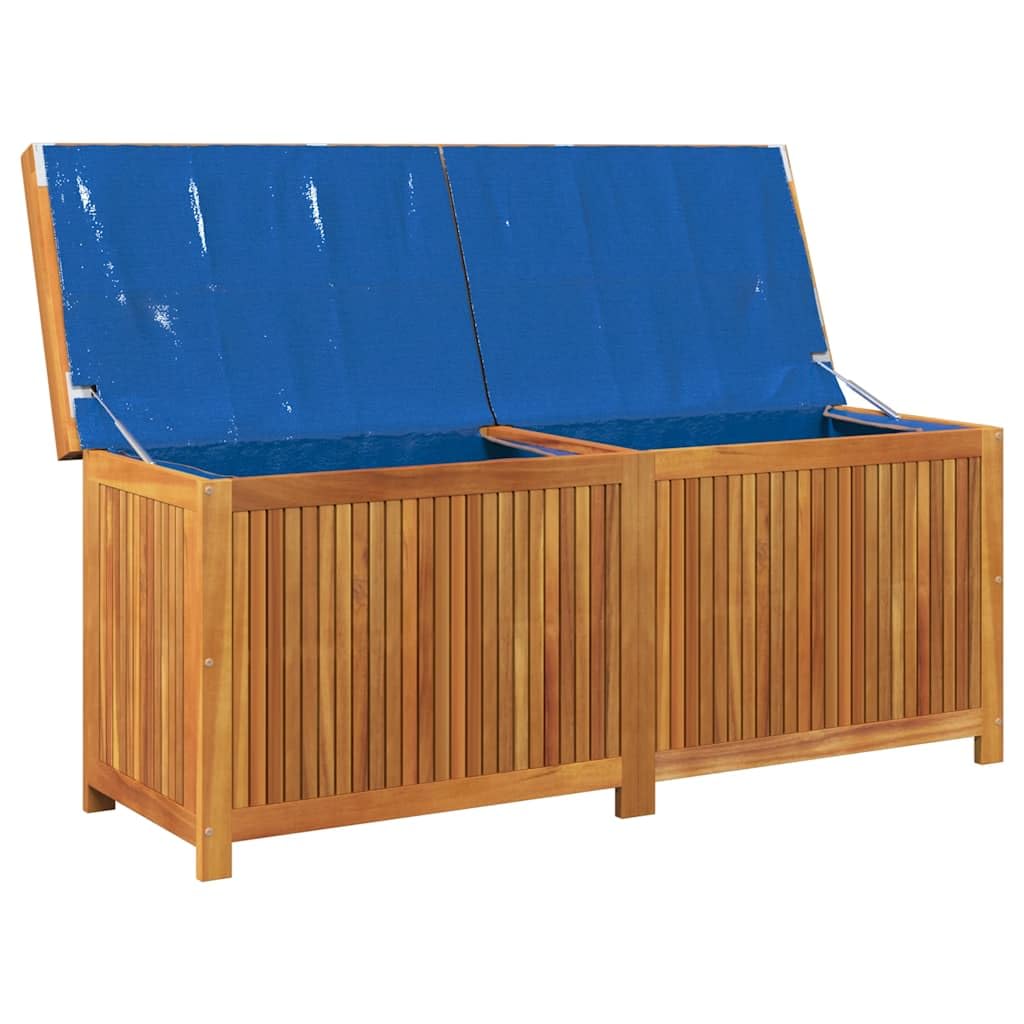 Outdoor-Kissenbox 150x50x60,5 cm aus Massivholz Akazie mit wasserfestem Innenbeutel und Belüftungslatten für Gartenbedarf