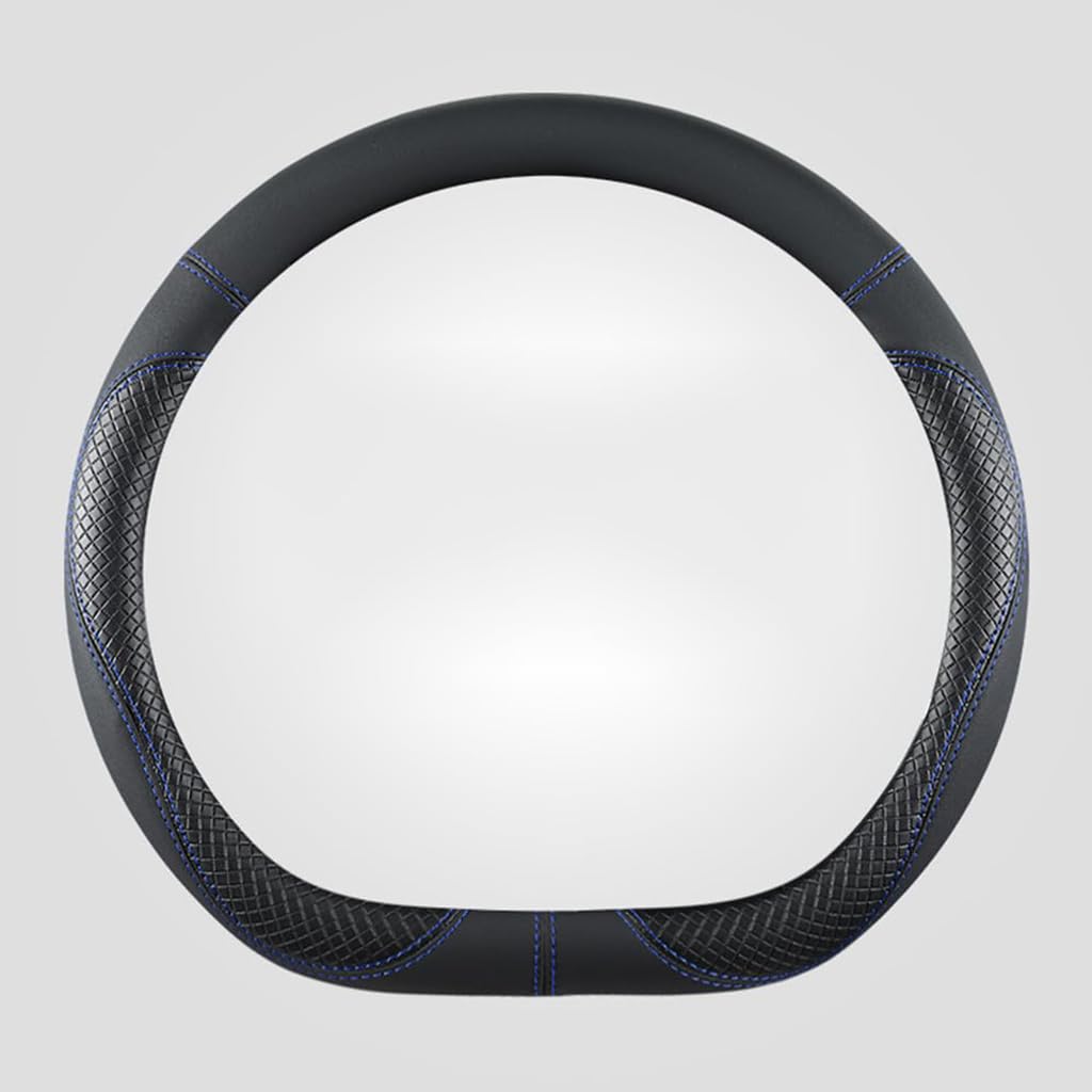 ZWDFDC Car Steering Wheel Cover for Audi Q8 Q8 etron Q8 etron 50 Quattro Sportback etron, Soft Non-Slip & Breathable GripEnhanced Grip, Comfortable & Durable,D型-Black Blue