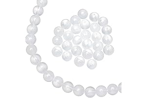 Arricraft Natural Selenite Round Beads: 49-Piece Masterpiece for Jewelry Making