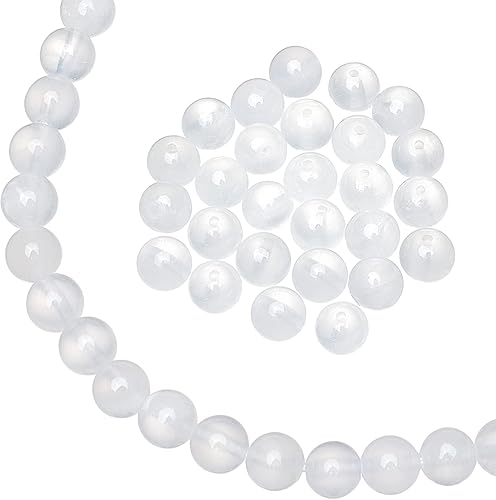 arricraft Alrededor de 49 cuentas de piedra natural de 0.315 pulgadas, cuentas redondas de selenita natural, cuentas sueltas de piedras preciosas