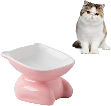 Amazon 陶器猫 えさ 皿 ペット食器 ペットボウル 猫食器 ペット用食器 かわいい ペットフードボウル猫皿 水飲みボウル 自然な姿勢で食べれられる 吐き戻し防止 食べやすい高 さ 食べこぼし防止 食べやすい 滑り止め ダブルボウル 猫用食器 食べやすい 猫ボウル 上手な