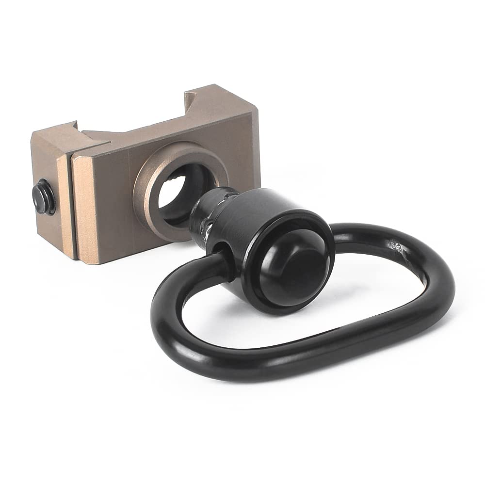 Adattatore di montaggio girevole per imbracatura Airsoft QD, accessori per la caccia con anello girevole con fibbia tattica con bottone per guida Picatinny da 20 mm (DE)