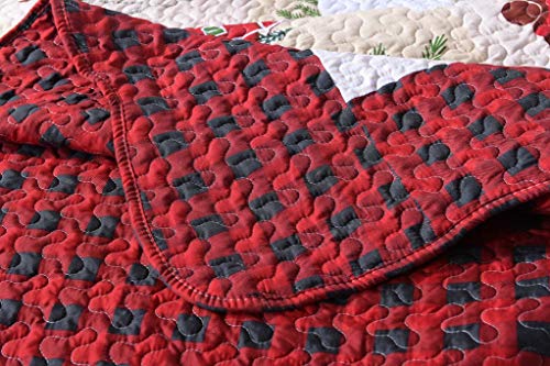 MarCielo 3 Piece Christmas Quilt Set, Rustic Lodge Deer Quilt Bedspread Throw Blanket Lightweight Bedspread Coverlet Comforter Set BY013 (King) - Thumbnail 6
