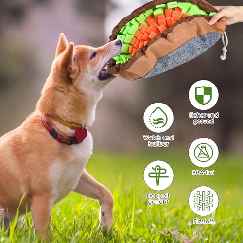 Gaethra Schnüffelteppich für Hunde, Snuffle Mat for Dog, Langlebig Schnüffeldecke, Größenverstellbar, Waschbar, für Intelligenz und Dufttraining, langsames Fressen und Stressabbau (Grüner + Orange)