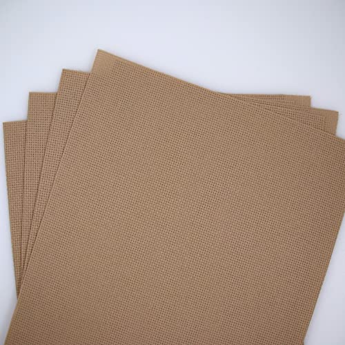 Image of KCS 4 pc of 12 inch x 18 inch 14CT Counted Cotton Aida Cloth Cross Stitch Fabric (Khaki)