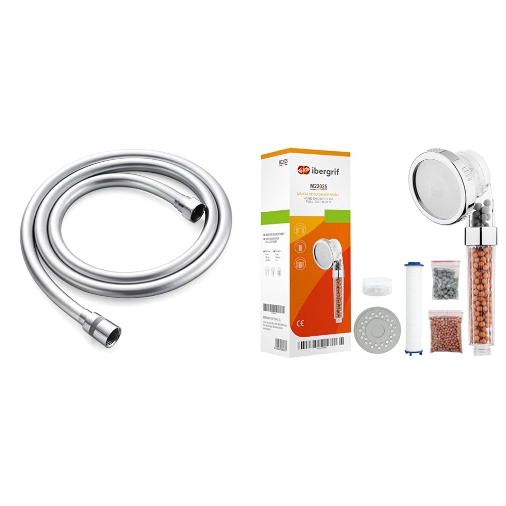 Pommeau de douche 3 modes filtrant avec son tuyau de douche 2.0 M anti-torsion