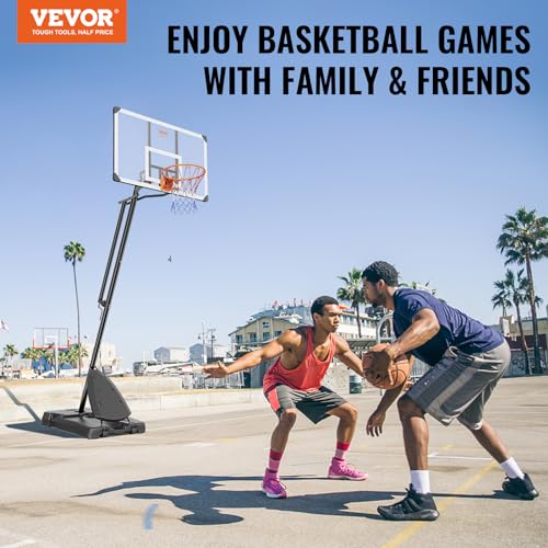 Image of VEVOR Basketball Hoop, Basketball Hoop 44 48 50 54 Inchs PC Backboard, 4.4-10FT Height Adjustable, Basketball Portable Hoop& Goal, Indoor /Outdoor Classic Basketball Court, Teen Adult School Park
