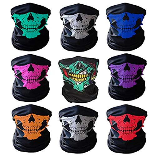 9 Pack Neck Gaiter Face Scarf Mask-Dust, Sun Protection Cool Lightweight Windproof, Breathable Fishing Hiking Running Cycling, Festivals, Face Mouth Cover Bandanas