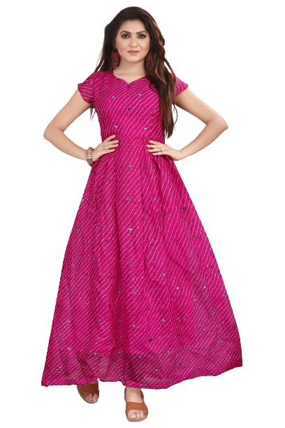 Women's Clothing Full Long Gown with Mirror Work Pure Cotton Fabric Women’s Maxi Gown-image-13