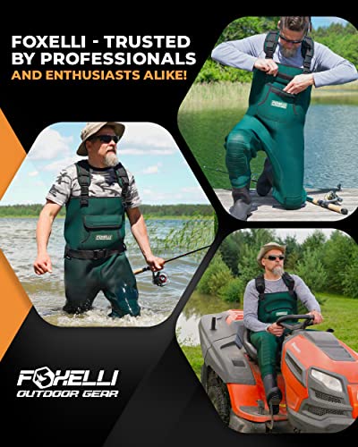 Image of Foxelli Chest Waders, Waterproof 4mm Neoprene Hunting & Fishing Waders for Men & Women with Boots