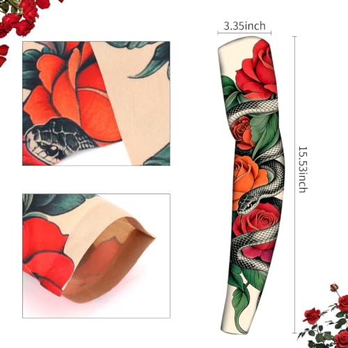 Image of YARIEW Temporary Tattoo Sleeves for Men Arm Sleeves for Men | Tattoo Sleeve Women Arts Fake Sleeve Tattoos Sun Protection Cooling Covers for Arms Women Halloween Pattern 15