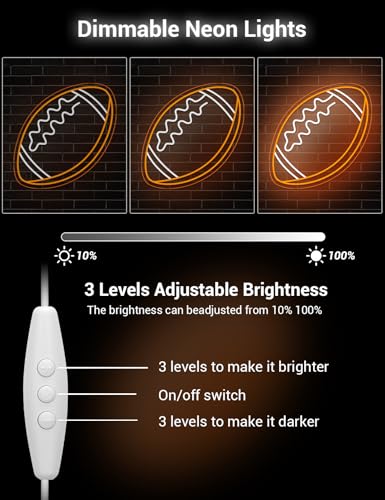 Image of Football Neon Sign, Sport Neon Light Signs for Wall Decor, Football LED Light Up Wall Art for Man Cave, Teens, Boys, and Girls' Bedrooms, Game Room, Gift for Fans Teens (Football)