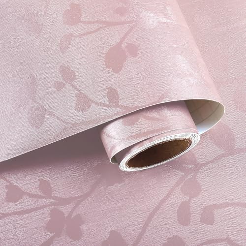 VaryPaper Carta da parati autoadesiva rosa a forma di foglia, 40 x 200 cm, retro adesivo in plastica vinilica, per mobili, carta da parati rosa per parete, per camera da letto e soggiorno