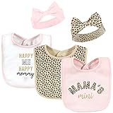 Hudson Baby Unisex Baby Cotton Bib and Headband or Caps Set, Leopard Mamas Mini, One Size