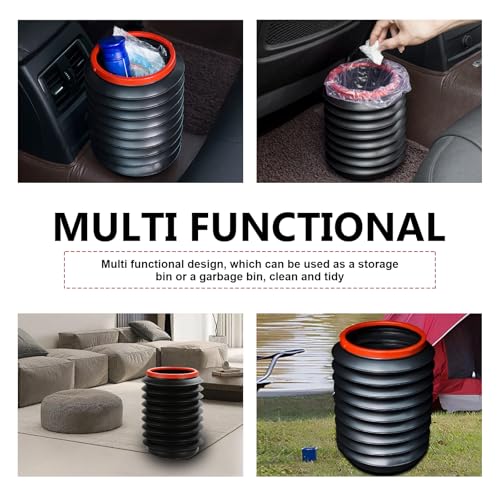 Image of 2 PCS Foldable Car Trash Can, High Strength Plastic Automotive Garbage Can, Portable Car Trash Bin, Interior Car Organizers and Storage (Black)